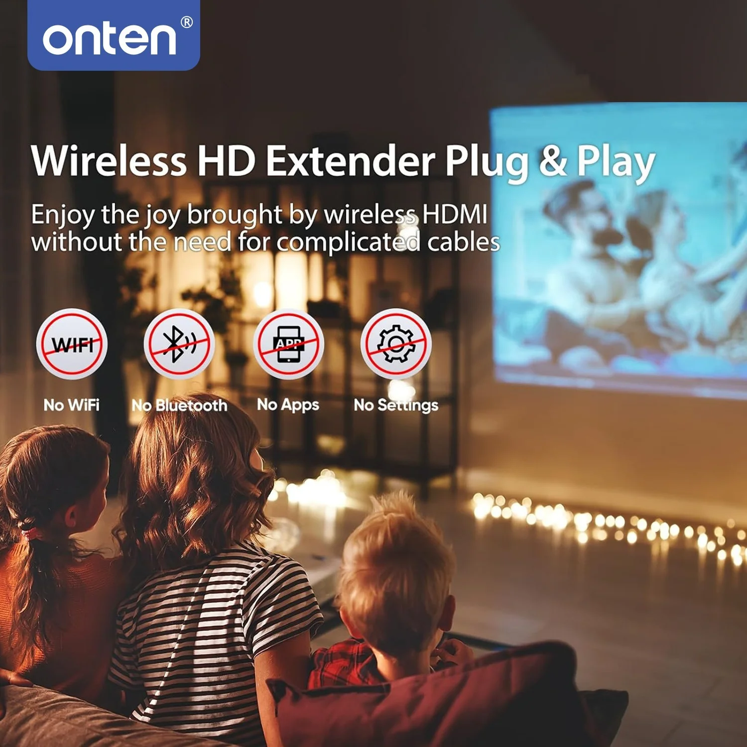 Onten HDMI Wireless Transmitter and Receiver 328FT Range 4K Input 1080P@60Hz Output No Driver for Camera Laptop TV Meeting Room