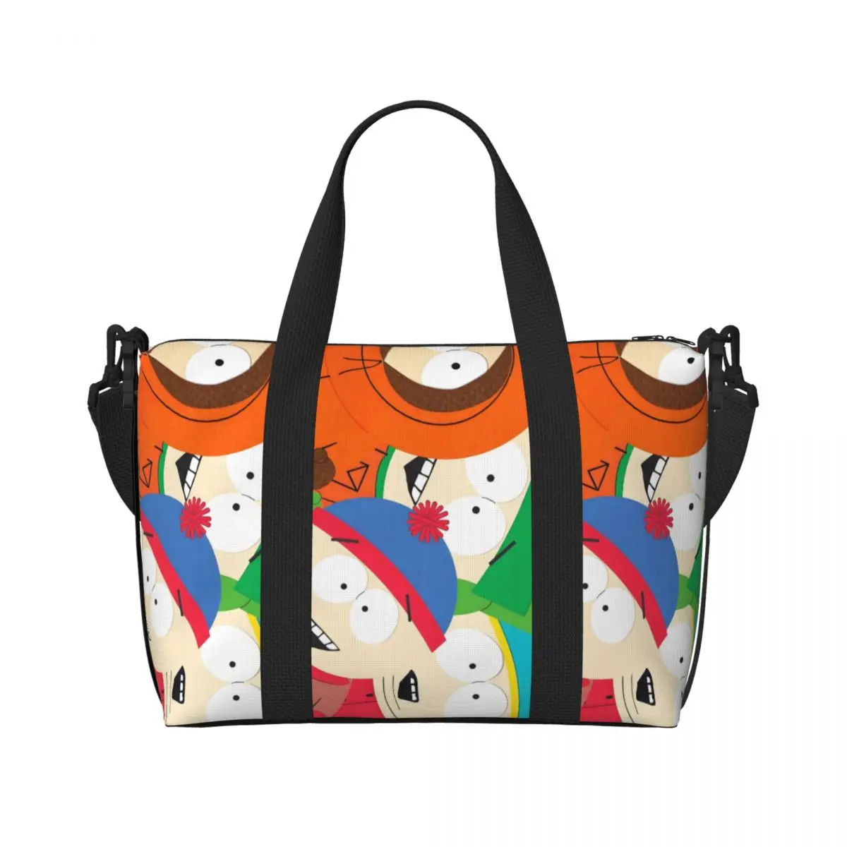 

Custom S-South Park Beach Tote Bag Women Cartoon Anime Large Compartment Beach Gym Travel Bags
