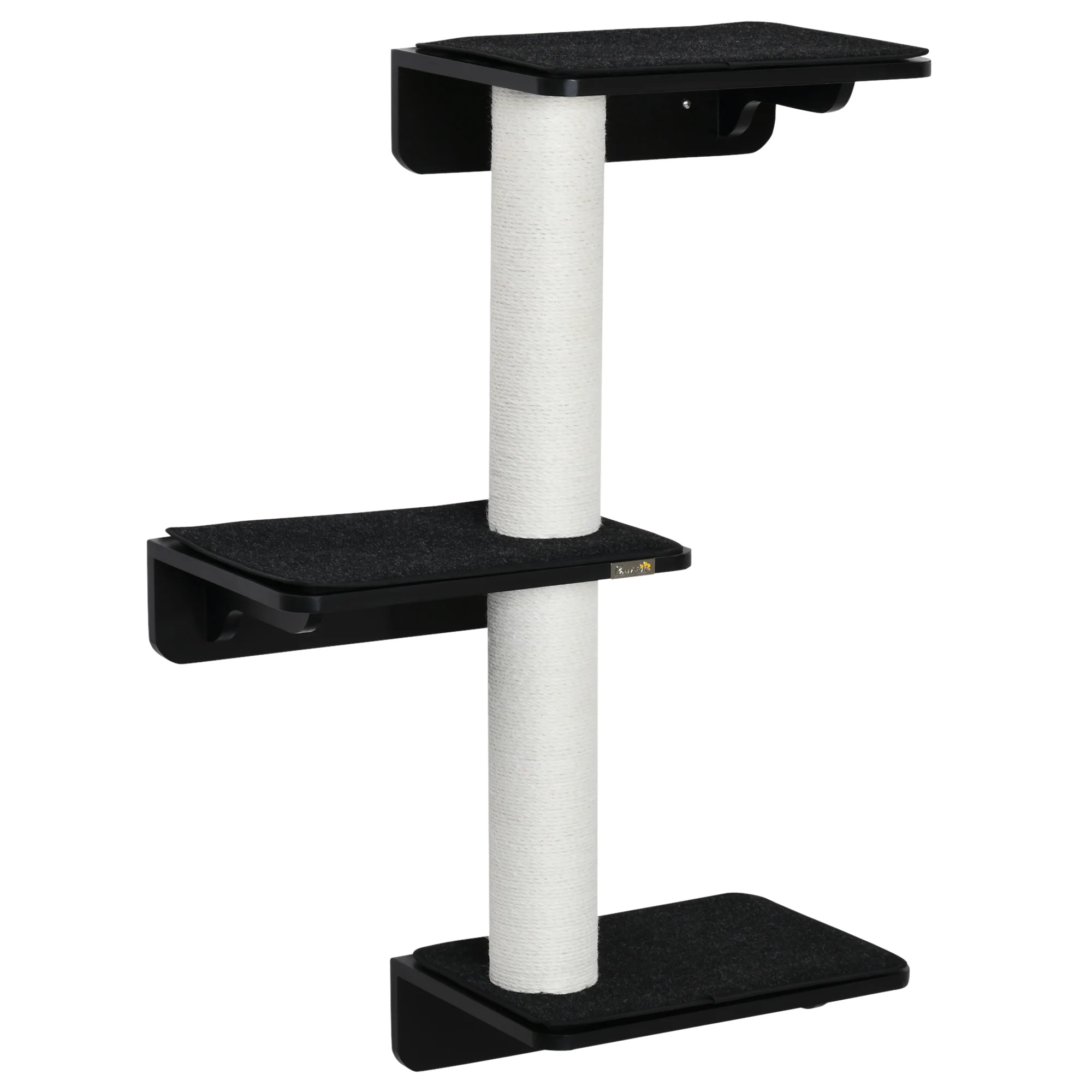 PawHut cat tree wall with 3 platforms removable cushion 63x28x93,5 cm