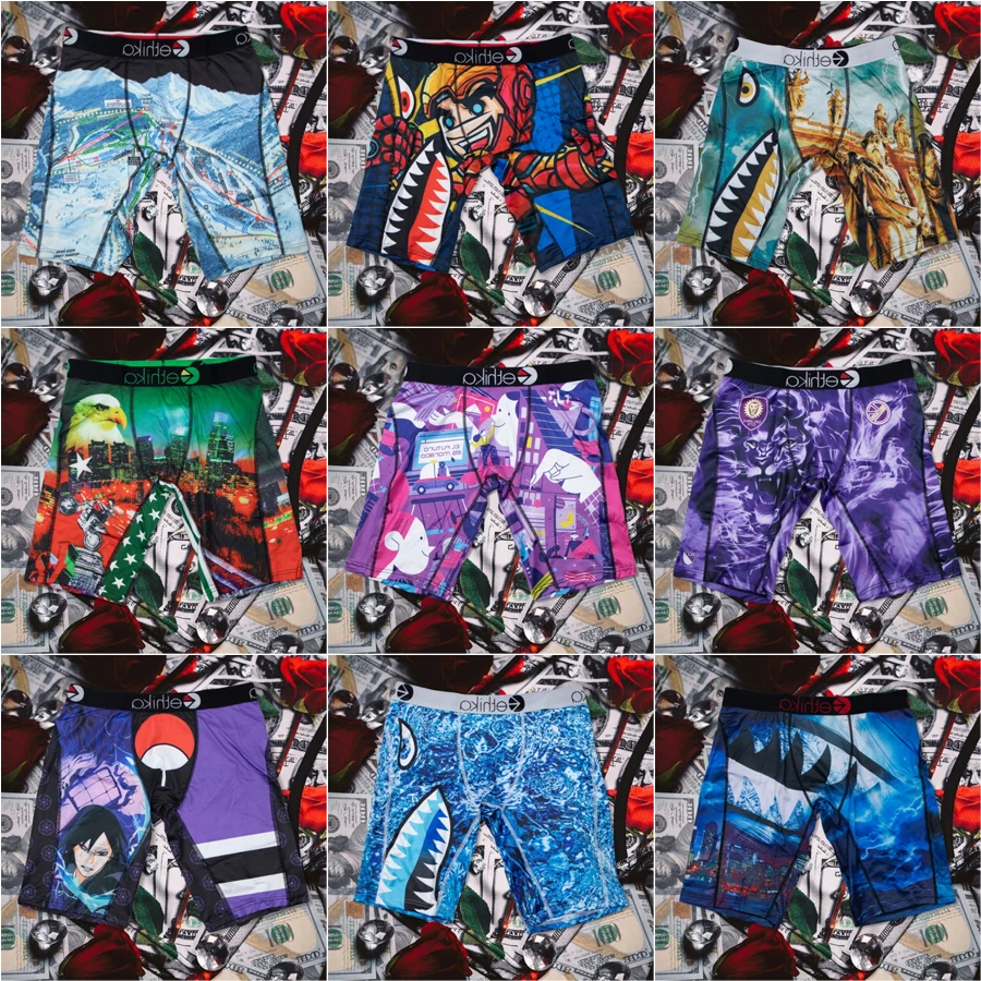 ETHIKA Men Boxers Sexy Underwear Fashion Print Boxer Briefs Plus Size Underpants Male Summer Breathable Man Panties Boxer Trunks