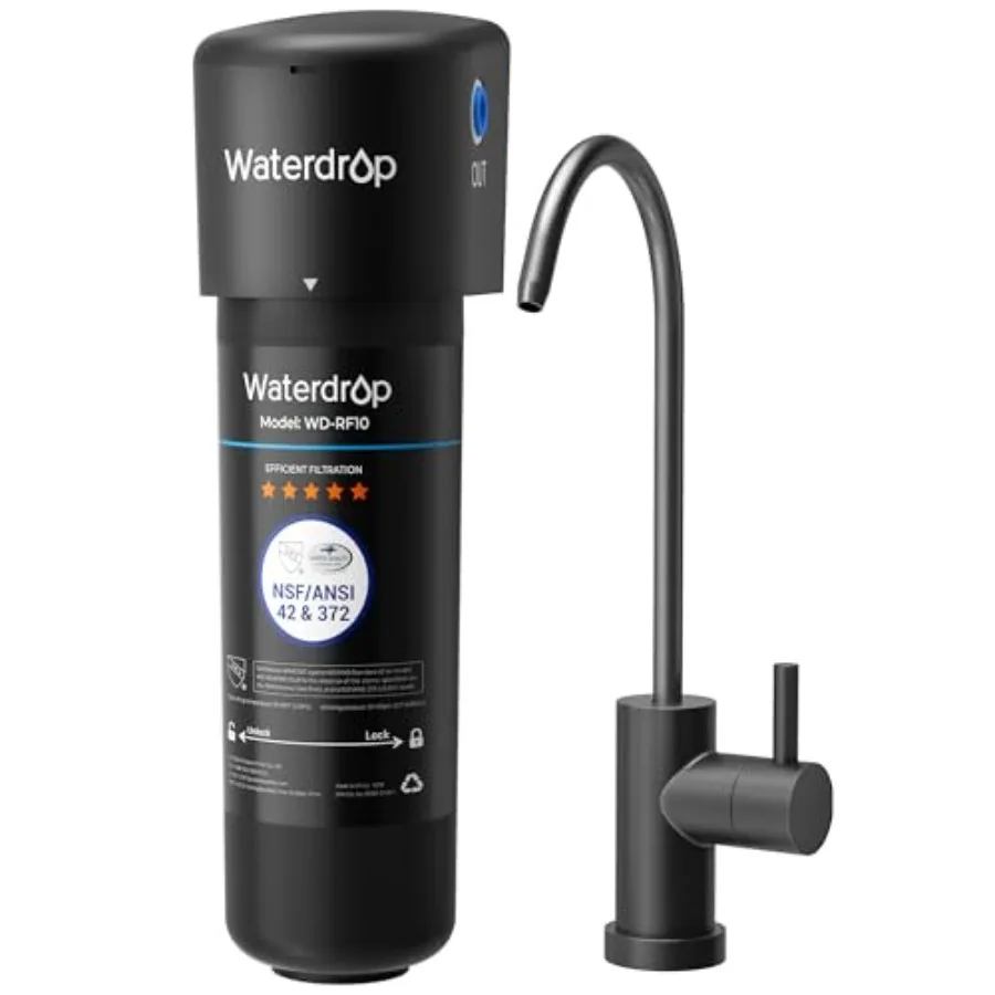 

Фильтр для воды под мойку 10UB-B снижает содержание PFAS, PFOA/PFOS, свинца, хлора, устраняет неприятный вкус, сертифицирован NSF/ANSI 42, 11 000 галлонов, простая установка