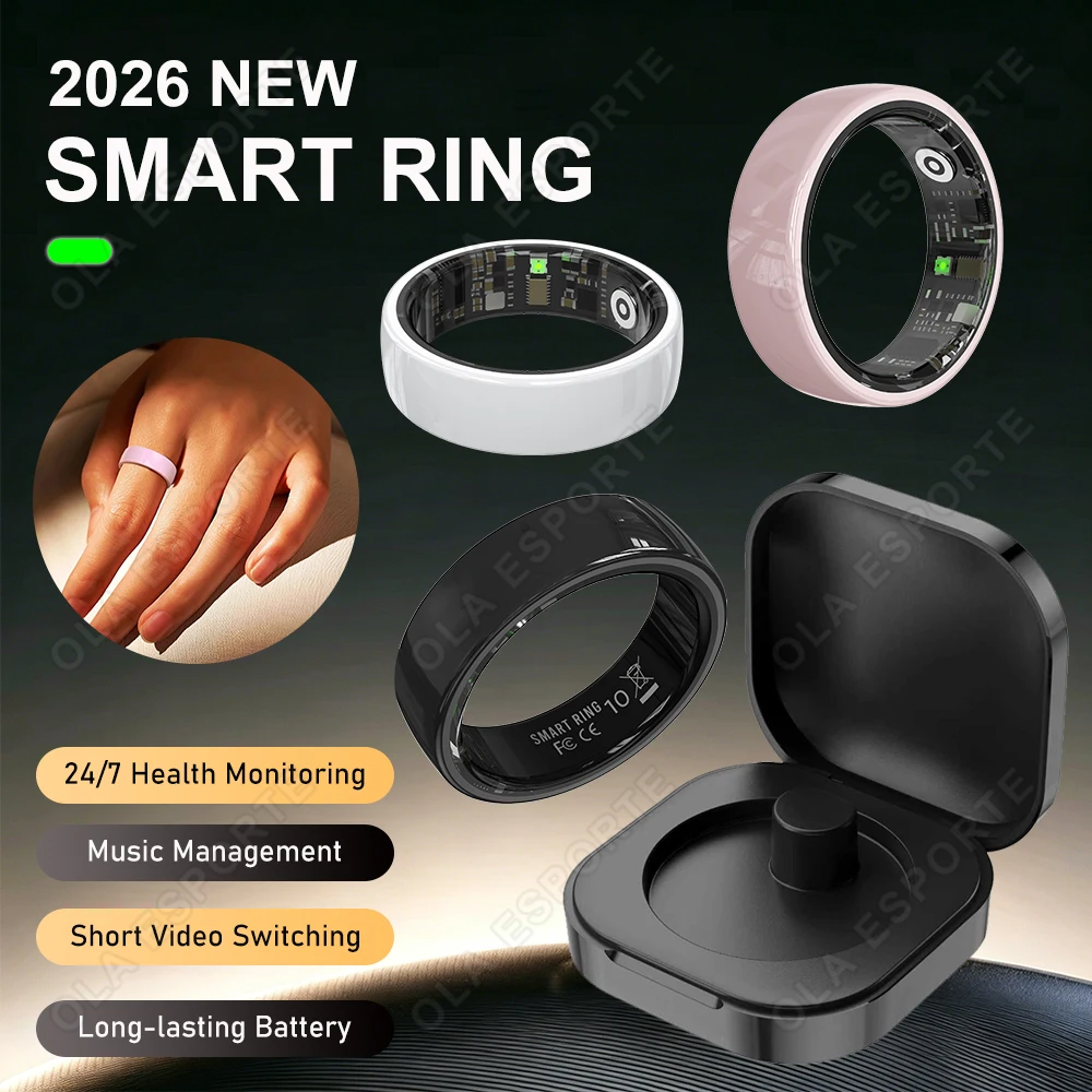 

2026 New Hot Couple Smart Ring with Charging Case Heart Rate Sleep Health Monitor Pedometer Fashion Ceramic Ring For Android IOS