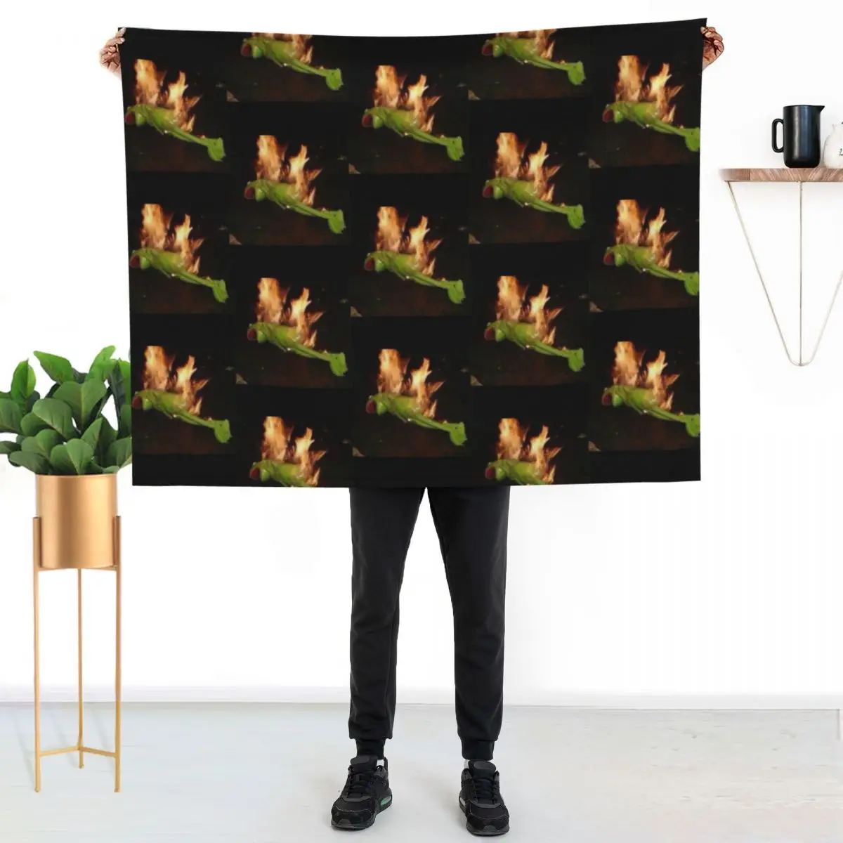 Kermit on Fire Throw Blanket christmas gifts valentine gift ideas Luxury For Sofa Thin Cute Plaid Flannel Fabric Blankets