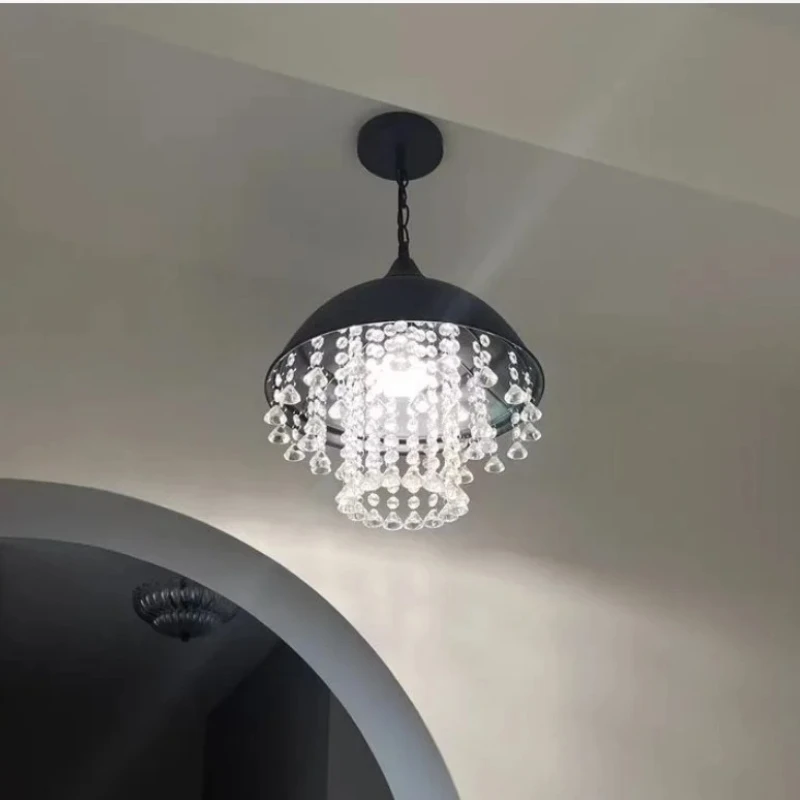 الأمريكية الرجعية النمط الصناعي كريستال قلادة ضوء منصة مشروبات القهوة مطعم علوي غرفة نوم الحديد الديكور مصباح معلق #3