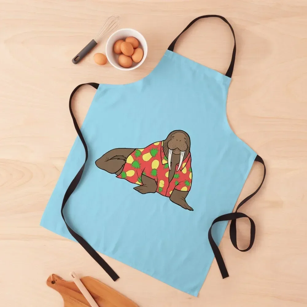 

Walrus in Hawaiian shirt - red Apron Kitchen Kawaii Accessories Kitchen Special Accessories professional hairdressing Apron