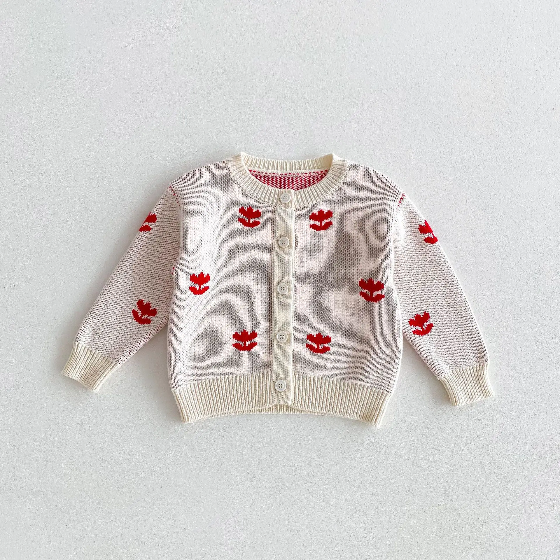 

Autumn New Children Sweater Coat Girls Flower Print Casual Jacket Long Sleeve Princess Knitted Cardigan Kids Versatile Knitwear