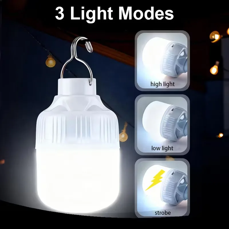 1/2/3/4 قطع مصباح LED قابل لإعادة الشحن، 3 أوضاع، إضاءة فلاش محمولة مناسبة للتخييم والصيد وإضاءة الخيام، إضاءة مرنة - 2