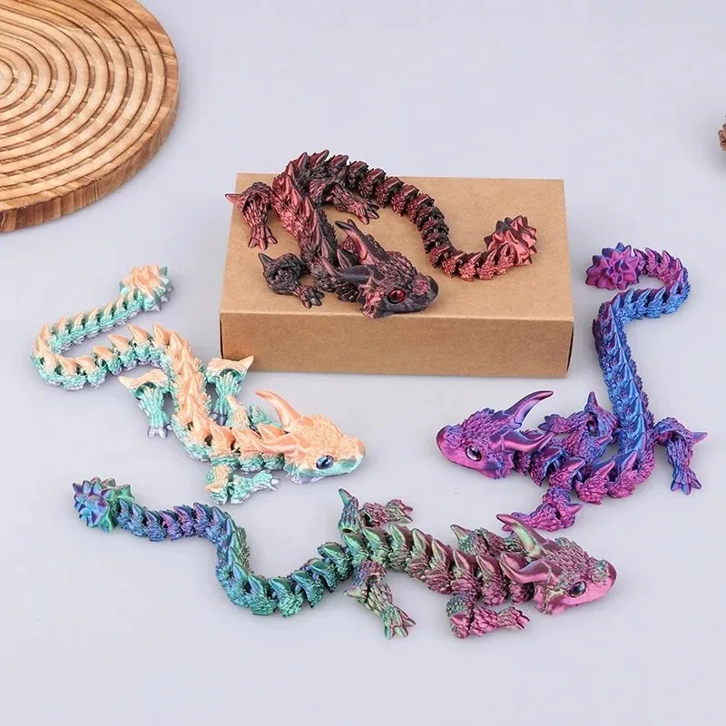 Creative 3D Printed Dragon Ornament Toys Multi-Jointed Dragon Model Movable Rotatable Joints Desktop Ornaments Kids Toys
