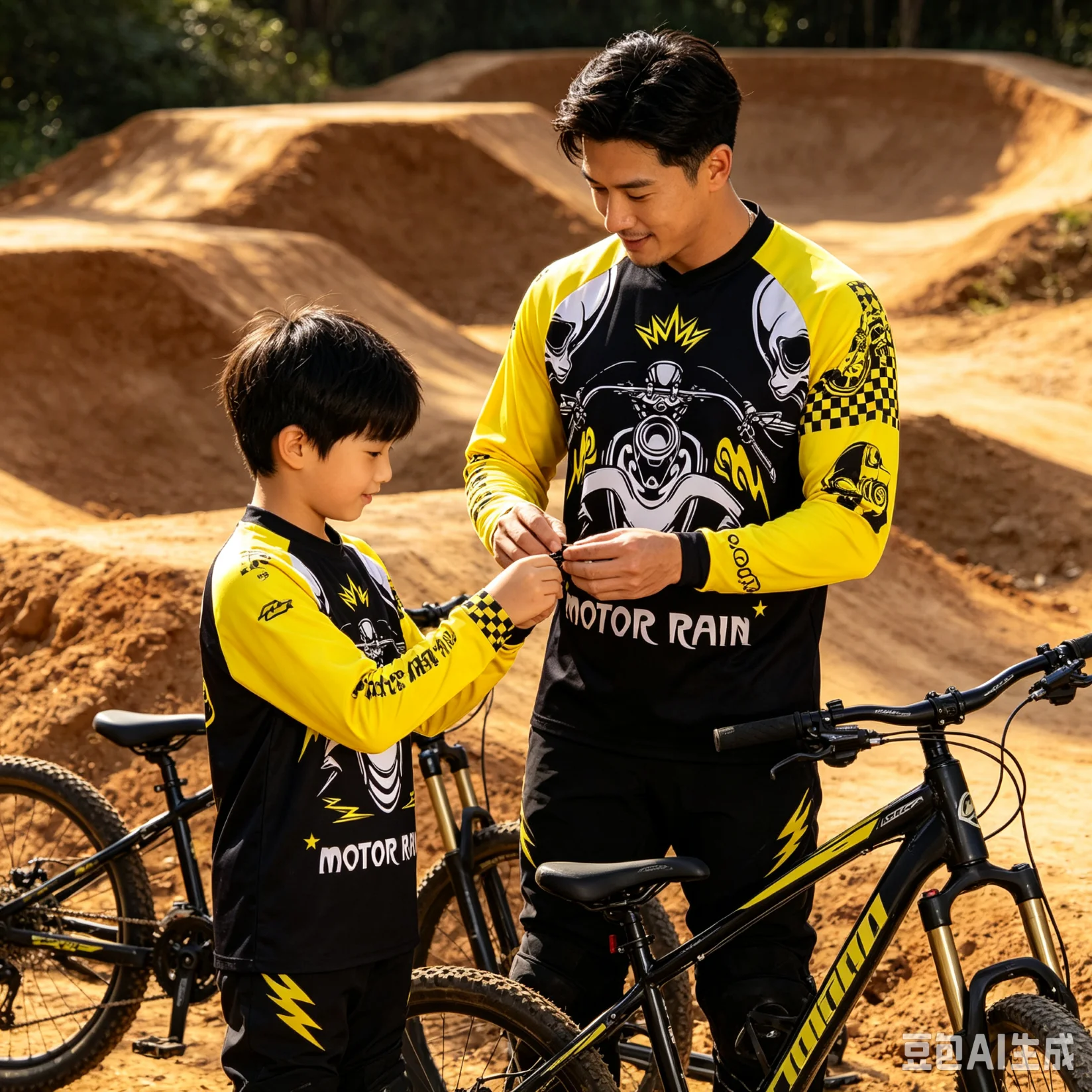 MEN'S BREATHABLE MOUNTAIN BIKE OFF-ROAD MOTORCYCLE RIDING TOP QUICK-DRYING CYCLING SPORTSWEAR CHILDREN'S TRAINING CLOTHES