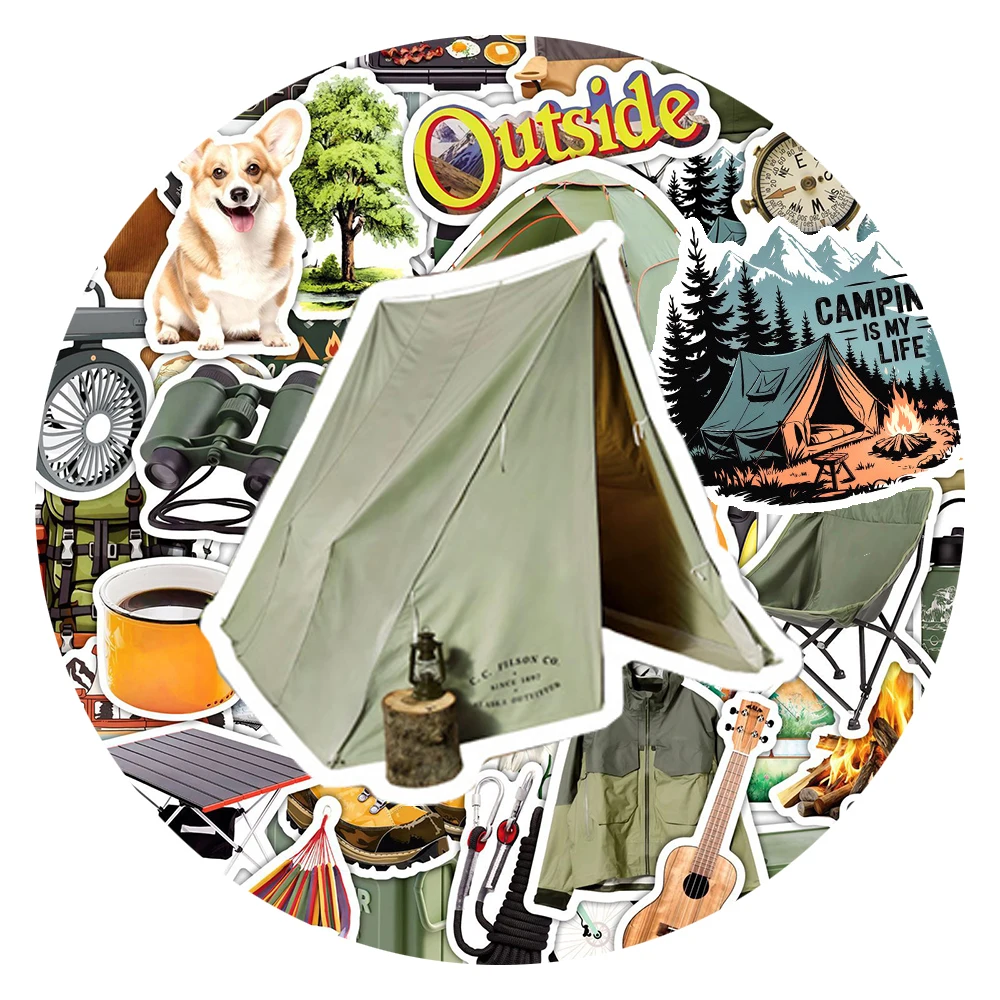 10/30/50 قطعة كول الكرتون التخييم في الهواء الطلق الكتابة على الجدران ملصقات الشارات DIY بها بنفسك محمول الثلاجة زجاجة ماء الديكور ملصق مضاد للمياه