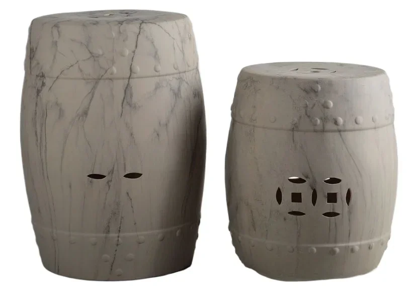 Matte size set, marble texture, medium and high temperature ceramic stool, handicraft ornament