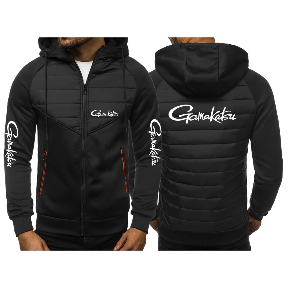 Gamakatsu Fishing 2024 New Men Spring Autumn Leisure Fashion Jacket Three-Color Stitching Slim Sweatshirts Cotton Comfort Top