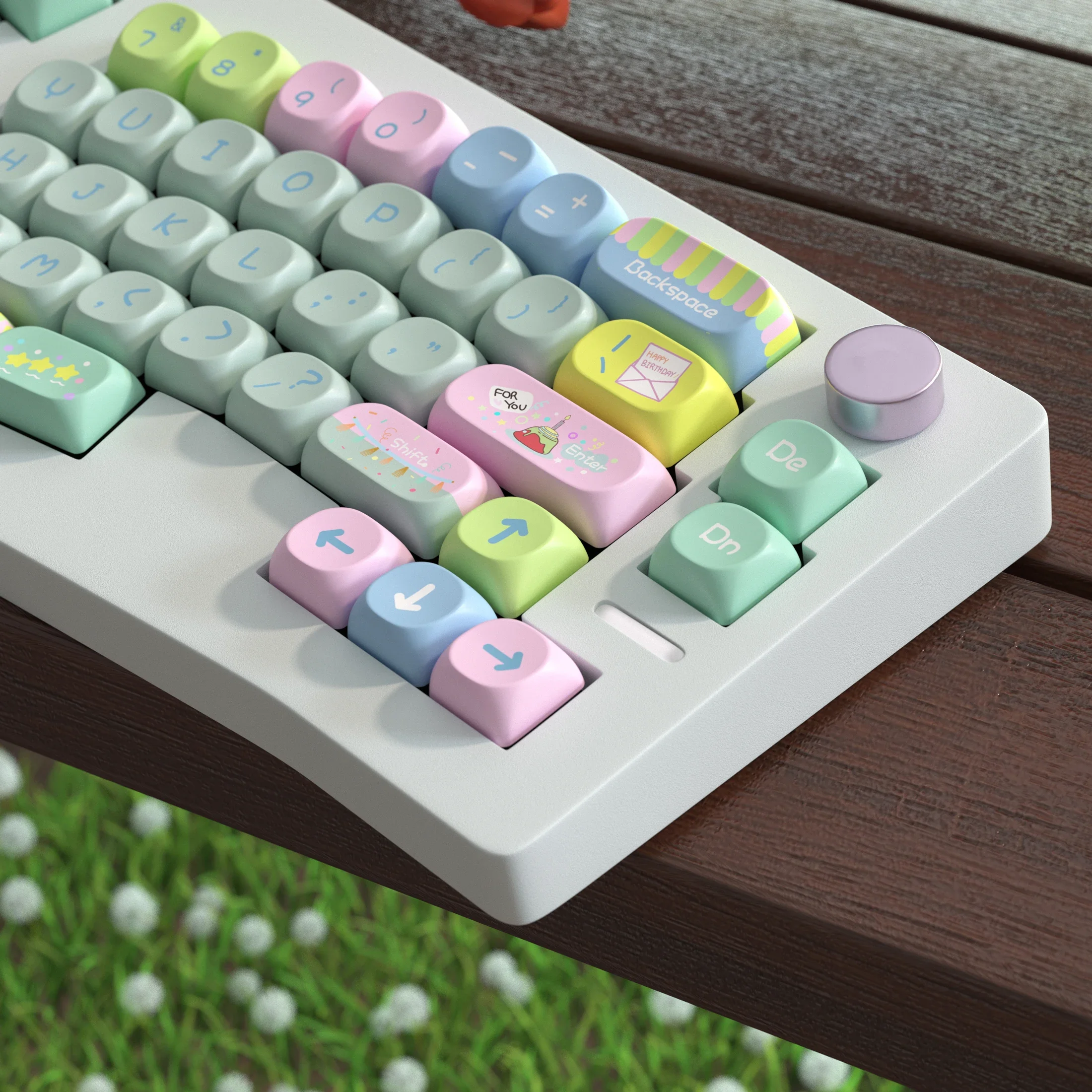 125/136 key birthday cake keycap, round and cute personality sublimation PBT SOA mechanical keyboard keys