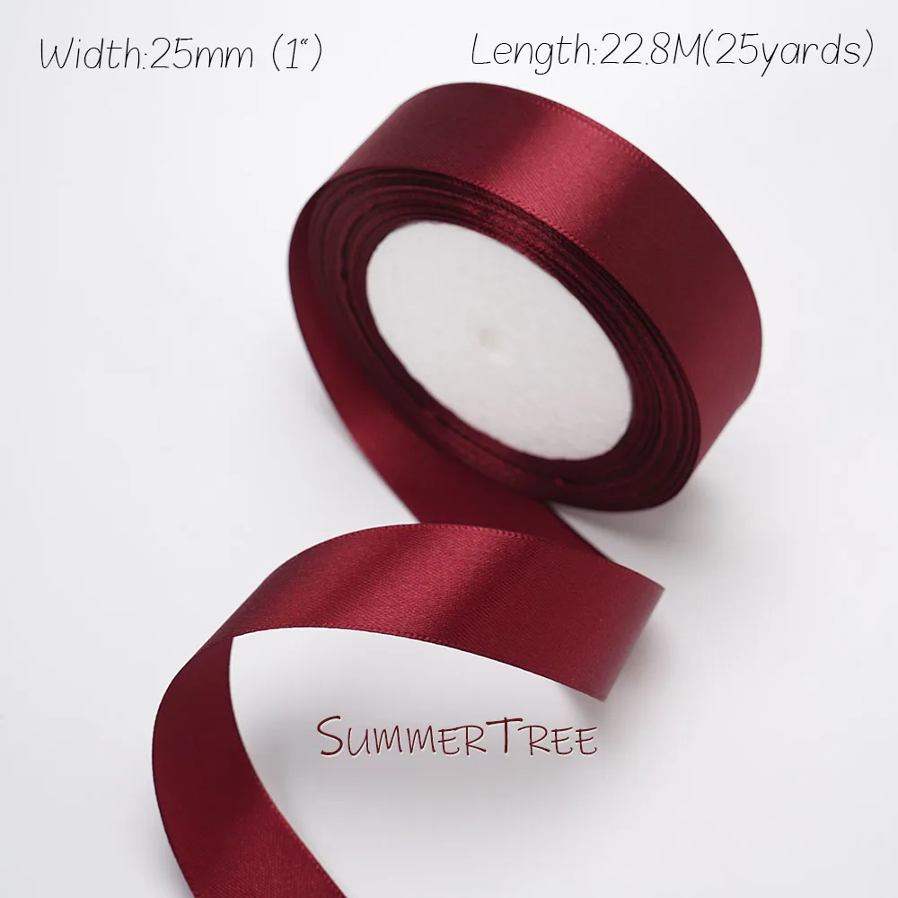 Burgunderrotes Seidensatinband, 22,8 Meter, 6 mm, 10 mm, 15 mm, 25 mm, 38 mm, 50 mm, Weinrot, für handgefertigte DIY-Geschenkverpackungen, Hochzeit, Party, Dekoration – Detail 4