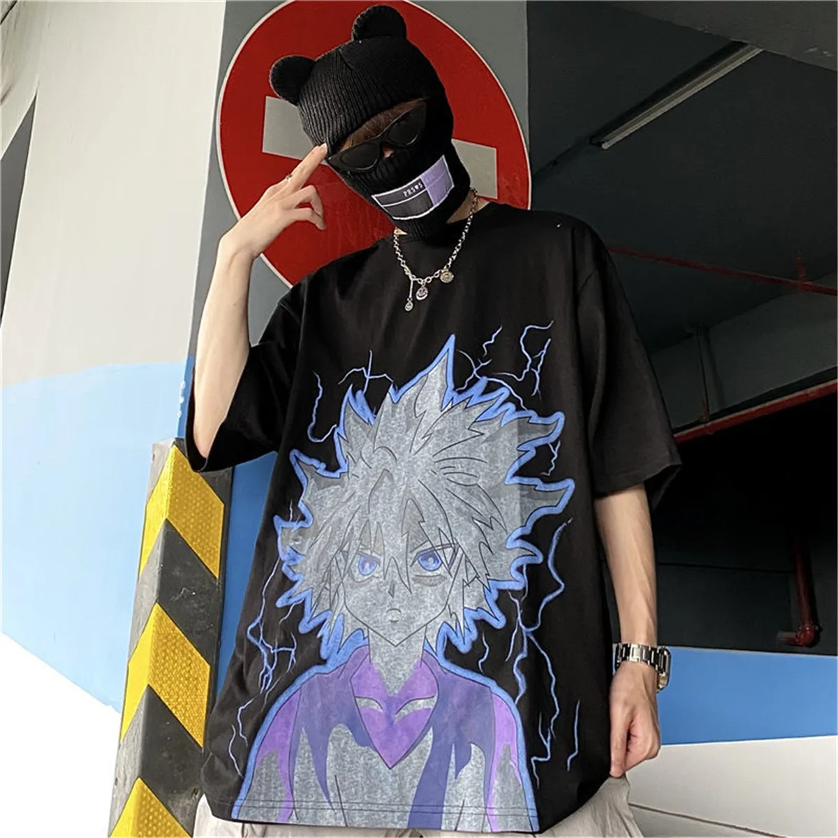 Hunter x Hunter T Shirt Men Japanese Harajuku Streetwear Killua Print Tshirt Short Sleeve Loose Summer Tops Tee Japan T Shirt