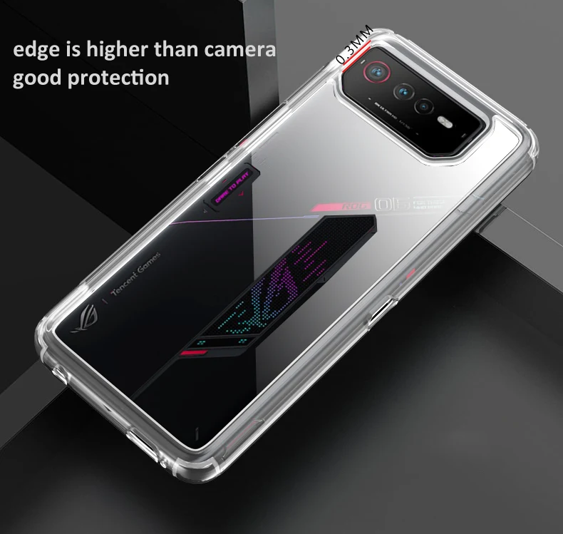 Tough Rugged Armor Case For Asus ROG Phone 6 5 5s ROGPhone  Anti-drop Resistance Defender Transparent Acrylic Back Cover