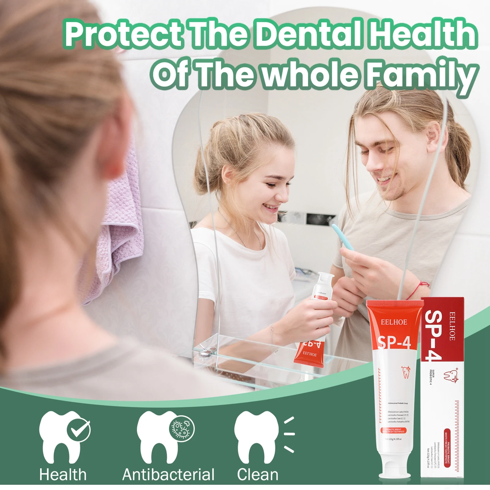 

Sip-4 Probiotic Toothpaste Brightening Stain Removing Probiotic Toothpaste Fresh Breath Teeth Whiten Toothpaste 120g