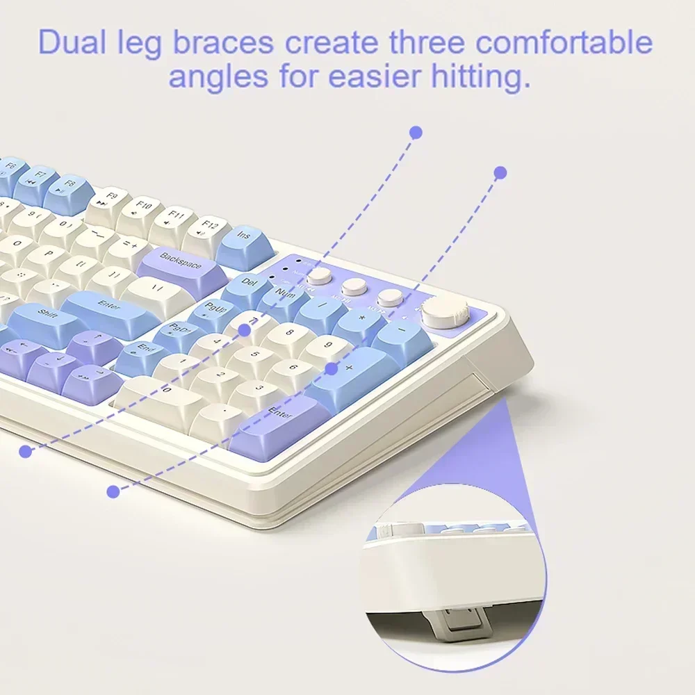 AULA S99 لوحات مفاتيح الألعاب RGB كتم 99 مفتاحًا مريحًا 2.4G لاسلكيًا/بلوتوث/سلكي ثلاثي الوضع لوحة مفاتيح مخصصة هدايا مكتبية