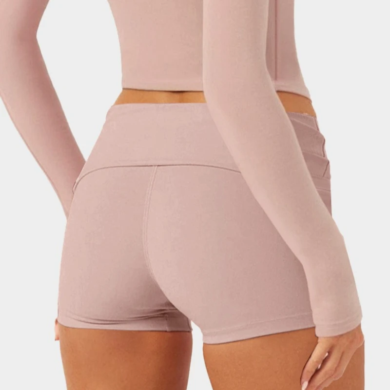 Women Fold Over Waist Yoga Shorts Soft Naked Feel High Stretch Workout Short Butt Lift Gym Fitness Casual Sports Activewear 2026