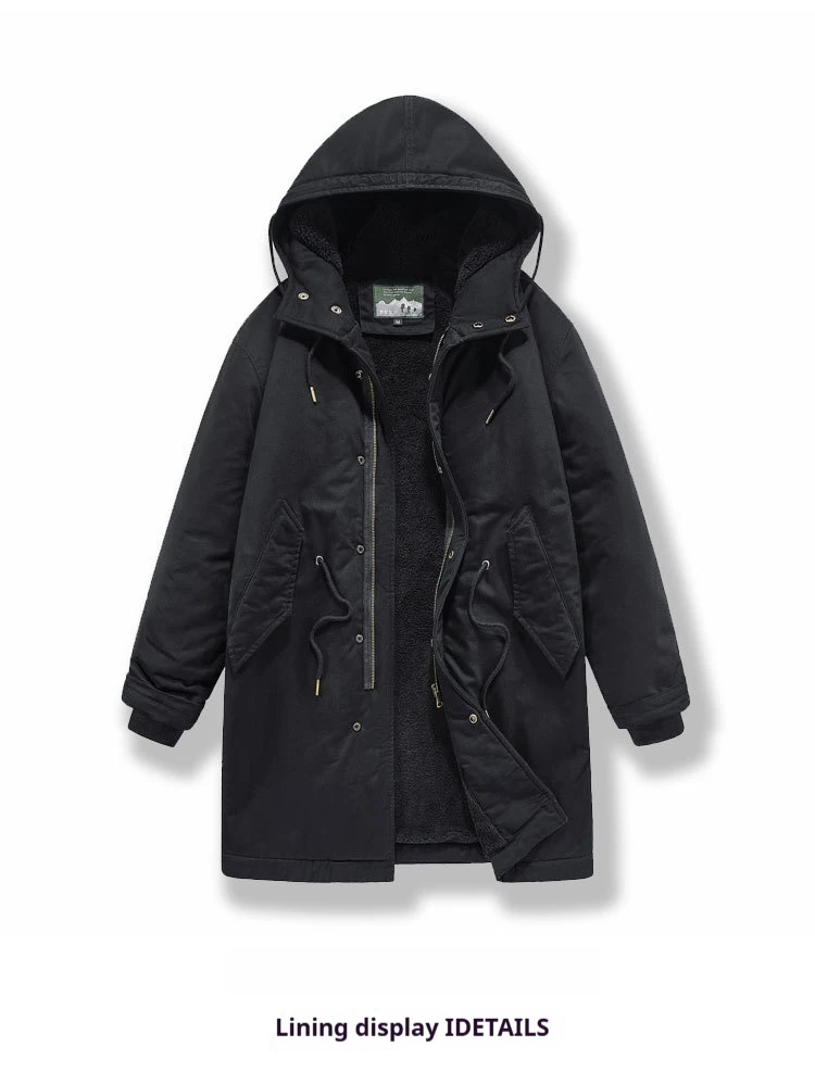 Neue Winter-Herrenjacken mit Kapuze und Pelzkragen, Warme Lange Fleece-Jacken, Hochwertige Outdoor-Freizeitjacken für Männer – Detail 21