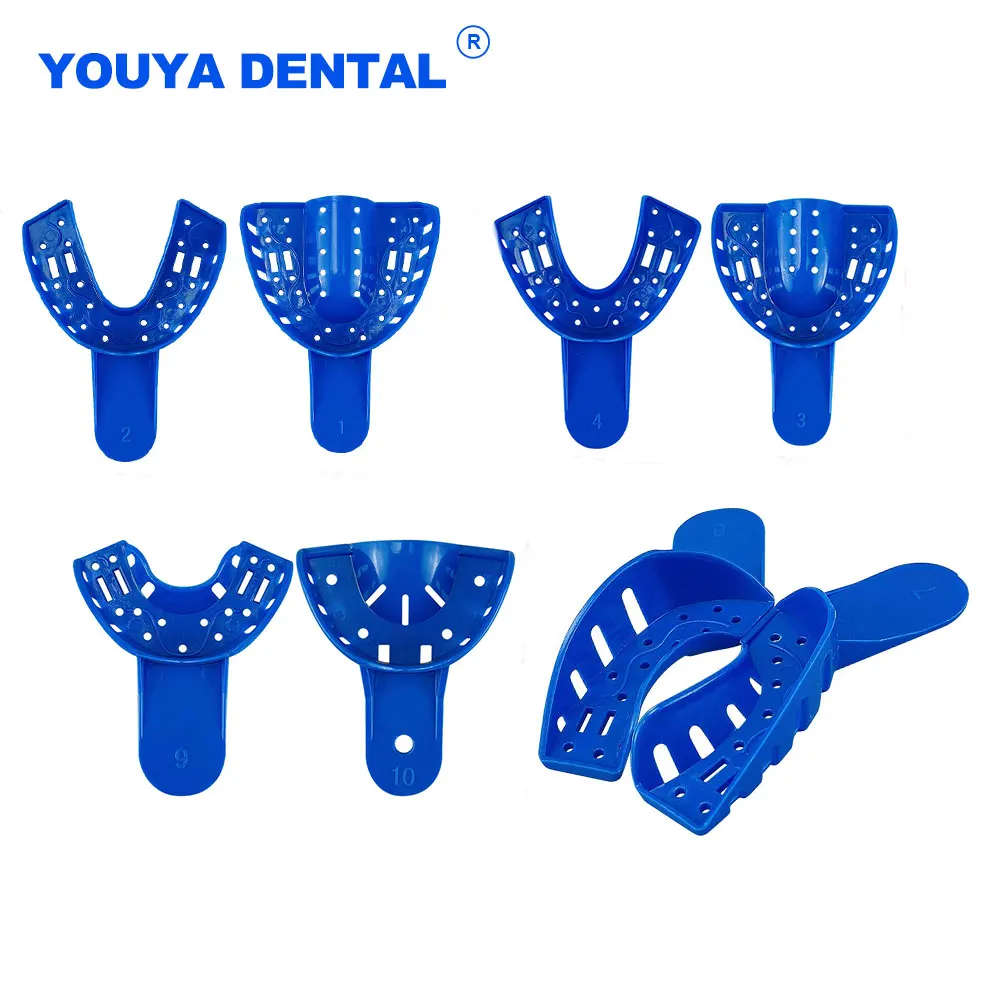 

10Pcs/Set Dental Plastic Impression Trays Denture Model Tooth Tray Holder for Adult Child Use Dentistry Material Lab Tools