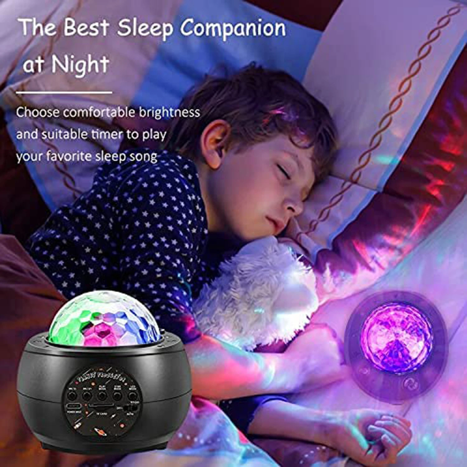 New Unique Decorative Star Projector Bluetooth Speaker Night Light with Remote Control - Music Projection Lamp for Bedroom - Spe