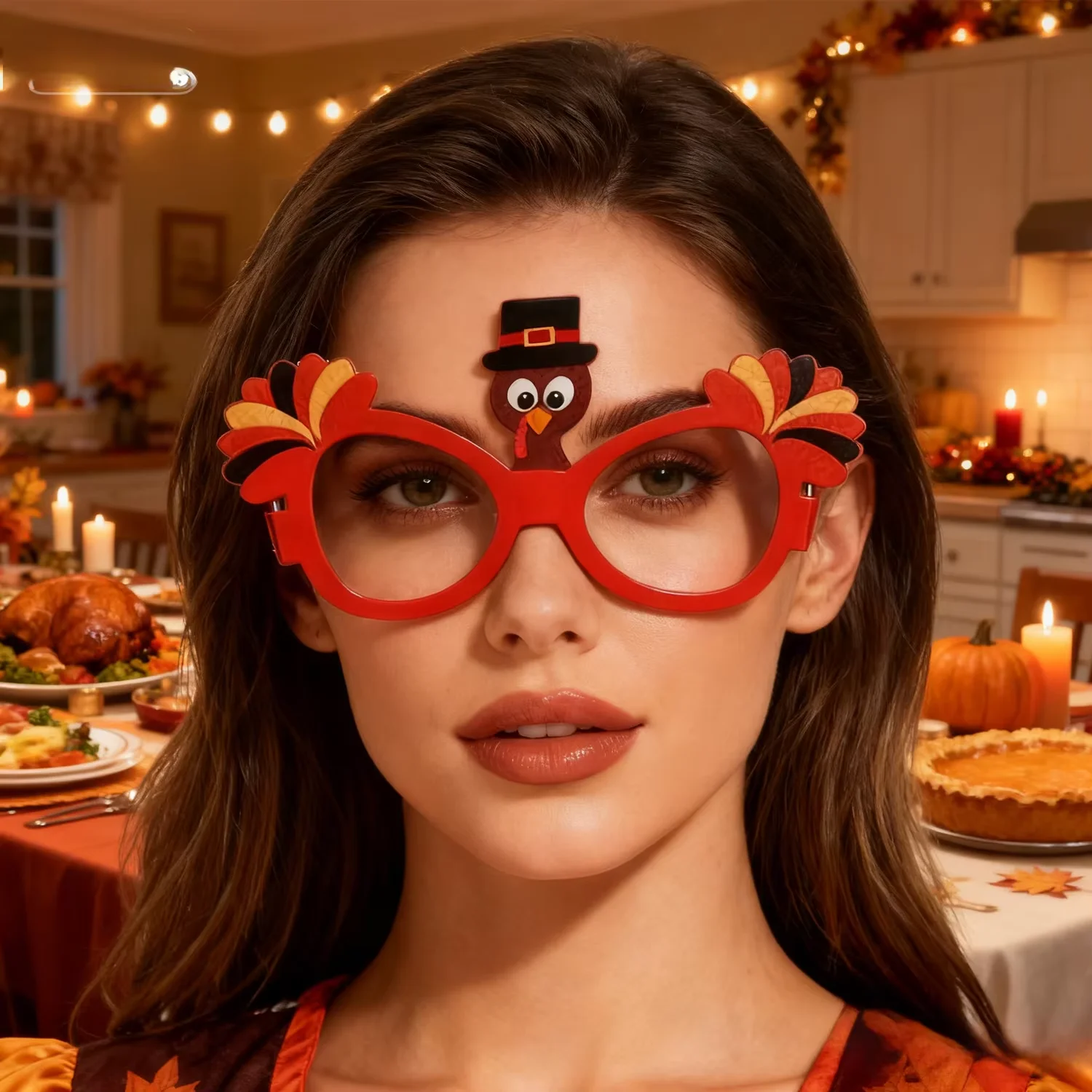 PESENAR Thanksgiving Day Holiday Party Thanksgiving Day Costume, Eyewear, three-piece set, eyewear set, Turkey glasses
