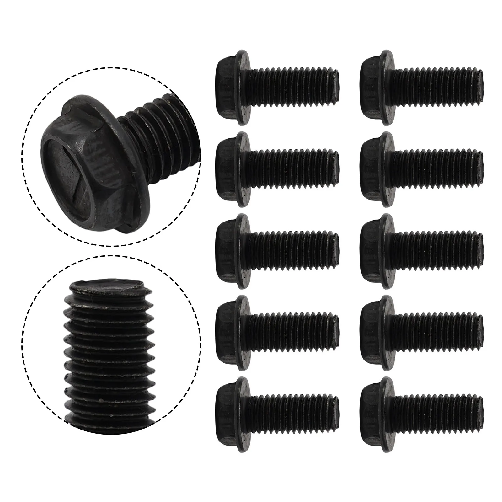 10pcs Saw Blade Screw M8 M7 M6 Left Hand Thread Hex Flange 6mm/7mm/8mm For Cutting Machine High Strength And Hardness Tool Parts