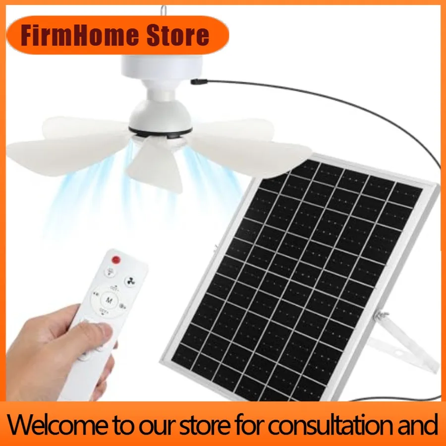 FirmHome StoreSet Solar Ceiling Fan Light Kit, 5W Solar Powered Rechargeable Ceiling Fans With 3 Color Light And Remote Control,