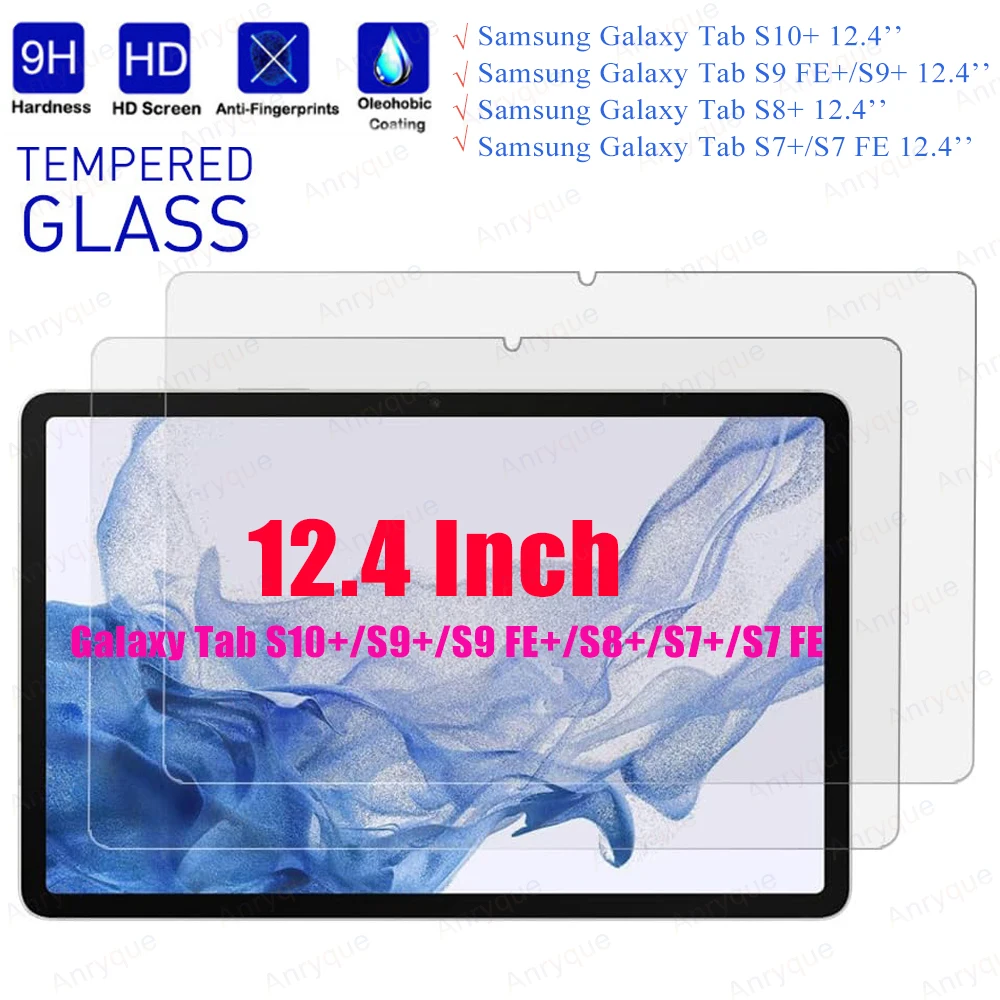 

2 Packs Tempered Glass Screen Protector For Samsung Galaxy Tab S10 Plus 12.4 Inch S9+/S8+/S7+ 12.4'' HD 9H Hardness Screen Film
