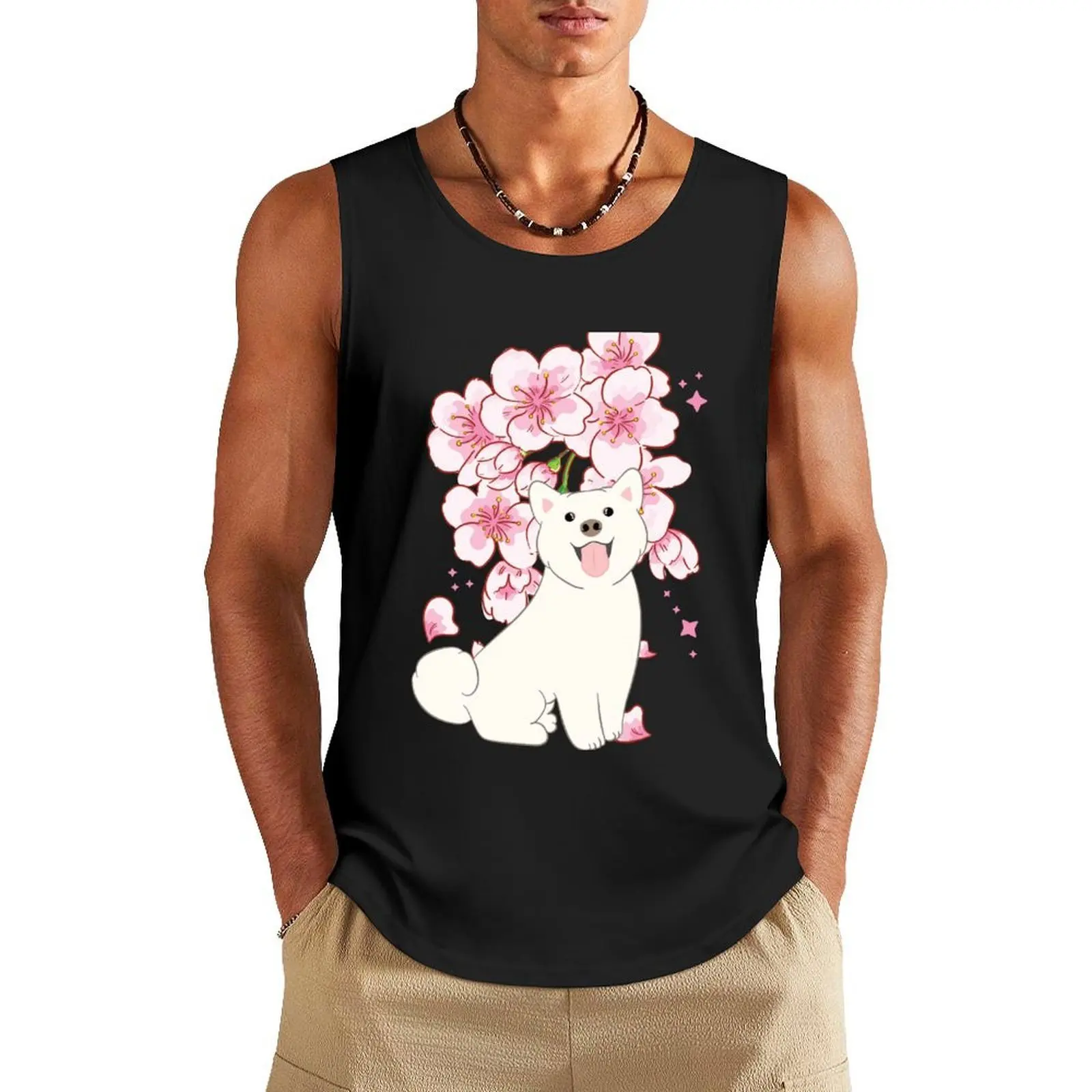 

Cream Shiba Inu Cherry blossom Tank Top gym t shirt men vests for men basketball clothing summer clothes man 2025
