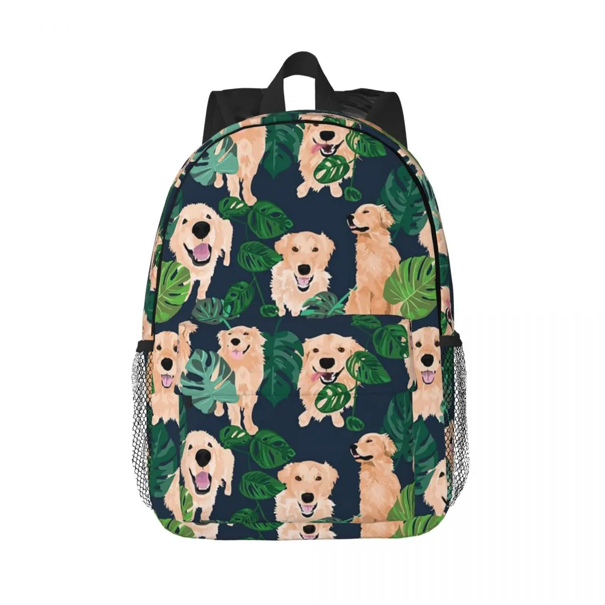 Golden Retrievers Tropical Backpacks Teenager Bookbag Casual Children School Bags Laptop Rucksack Shoulder Bag Large Capacity