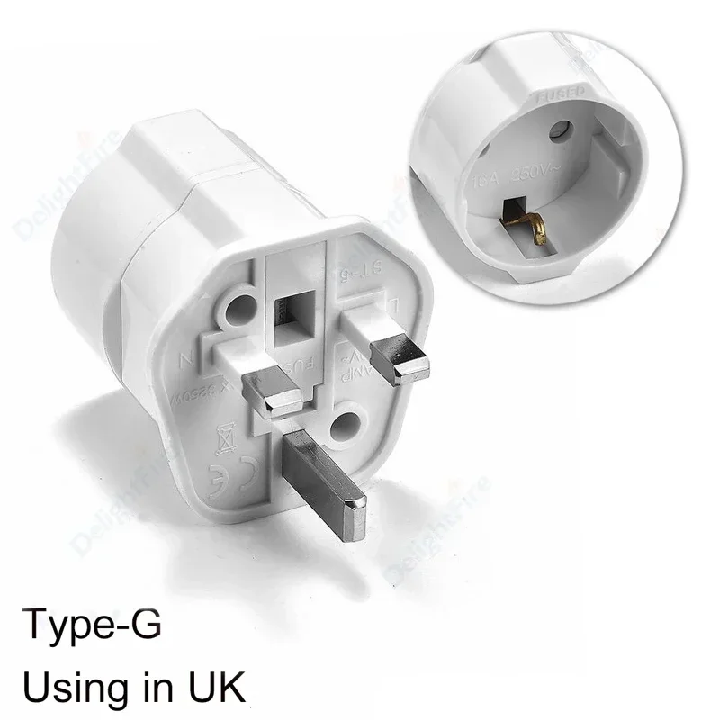 Multifunctional 250V 13A EU Euro European to UK Plug Adapter Power Converter Plug 2 Round Pin Socket Travel Universal Adaptor