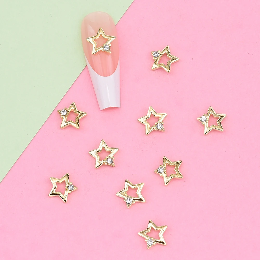 10pcs Gold Silver Star Nail Charms 3d Metal Nail Studs for Acrylic Nails Decoration Jewelry Making DIY Crafts Supply NJ231017-3