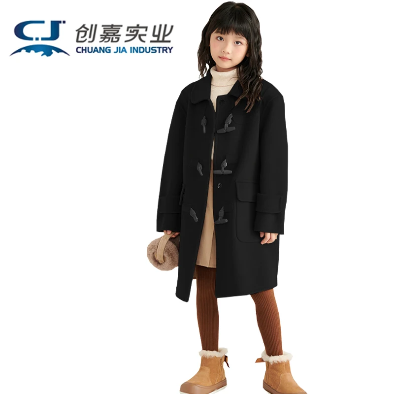 

Children's 100% Double-sided Wool Coat Autumn and Winter Camel Lovely Girl's Coat Outdoor Leisure Light Luxury Children's Wear