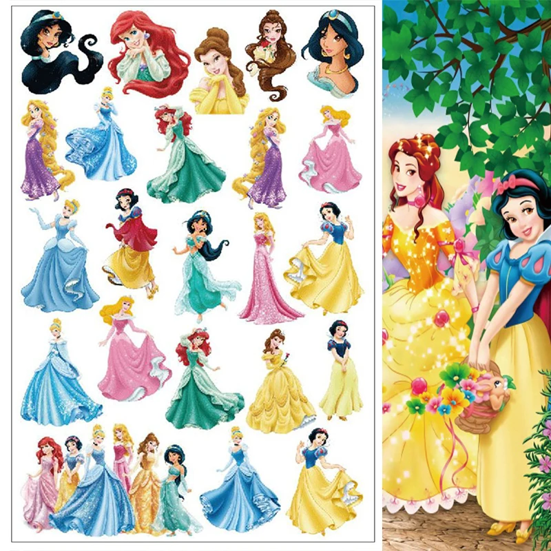 Cartoon Disney Cute Ariel Princess Stickers Aesthetic Decal Decoration Waterproof Snow White Tattoo Sticker for Girl Kid