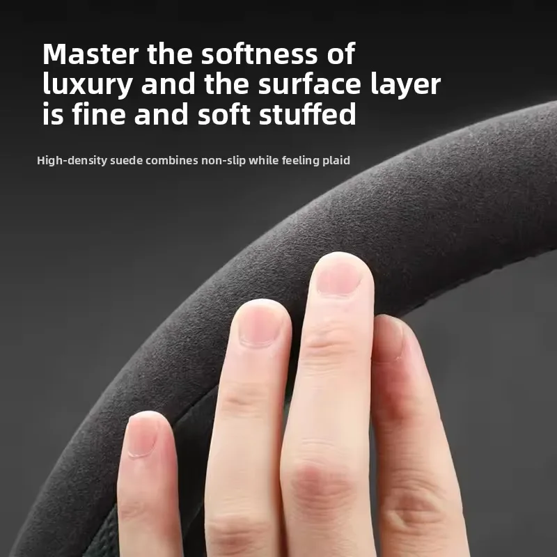 38cm Suede Steering Wheel Cover for SKODA Enyaq iV Elroq Fabia Kamiq Kodiaq Octavia - Winter Anti-Freezing Car Grip