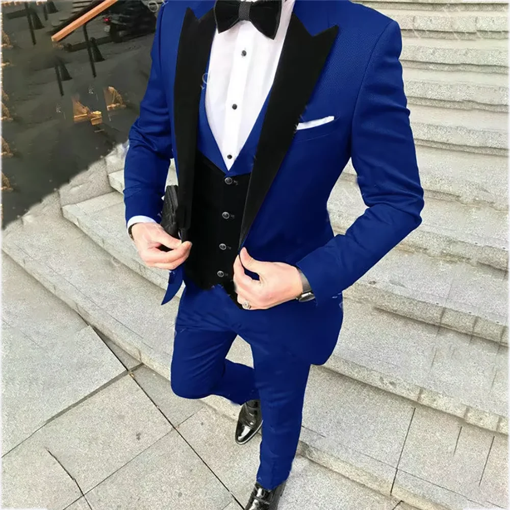 

Slim Fit Men's Suits 3 Piece (Jacket+Pants+Vest) Fashion Peak Lapel Single Breasted Male Daily Work Business Casual Clothing