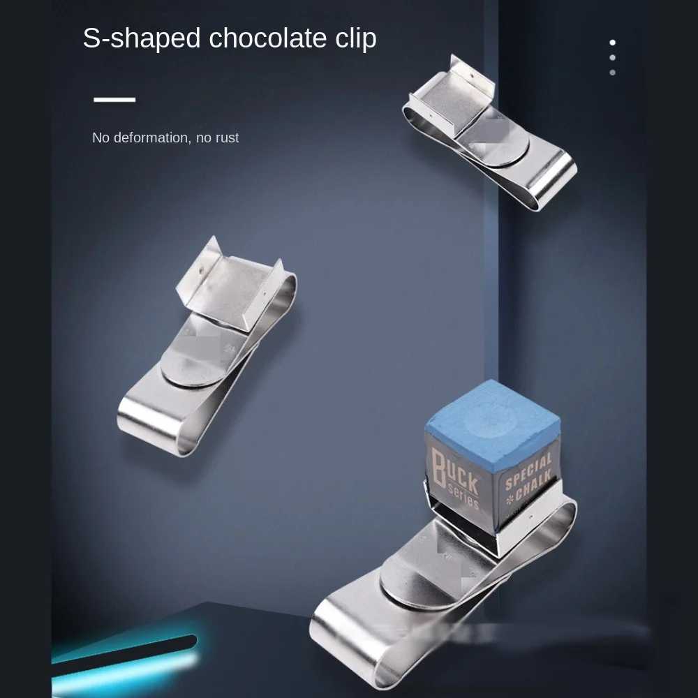 

Магнитный зажим для мела для бильярдного кия S-образной формы из нержавеющей стали, портативный, профессиональный, серебристый, для снукера