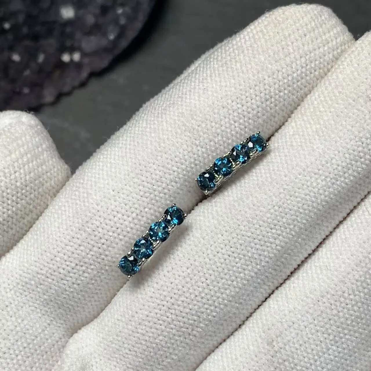 HEYYA STONE Vintage Natural Blue Topaz Hoop Earrings Simple Classic Round Circle Gemstone Jewelry Handmade 14K GOLD exclusive