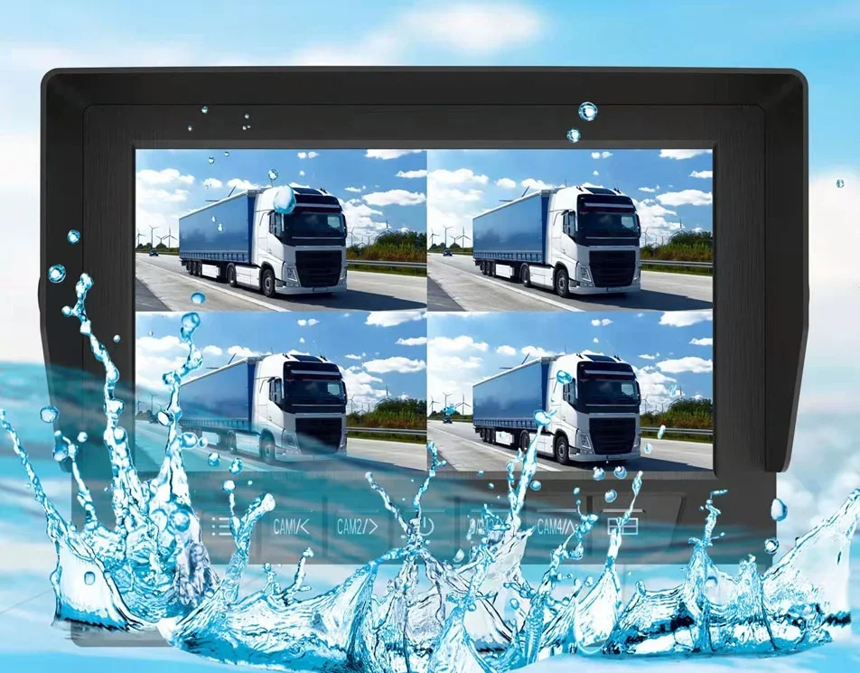 4-Channel 7 Inch Widescreen Waterproof Quad CCTV TFT LCD HD AHD 1080P Split Dashboard Display For Cars USB IPS Stereo