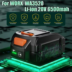 New For WORX WA3520 20V Replacement For WORX WA3525 6500mAH Li-ion Battery For WORX WA3511 WA3512 WA3522 WA3575 Model Battery