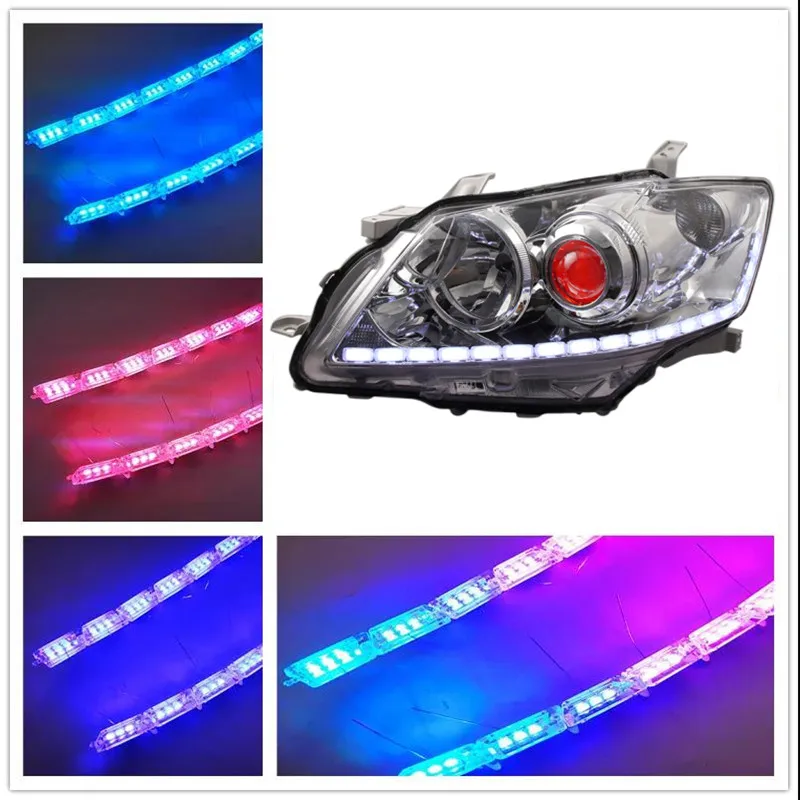 

2pcs Car LED DRL Lamp Strip Flowing Daytime Running Lights RGB APP Remote 12V Flexible Waterproof Headlight Turn Signal Light