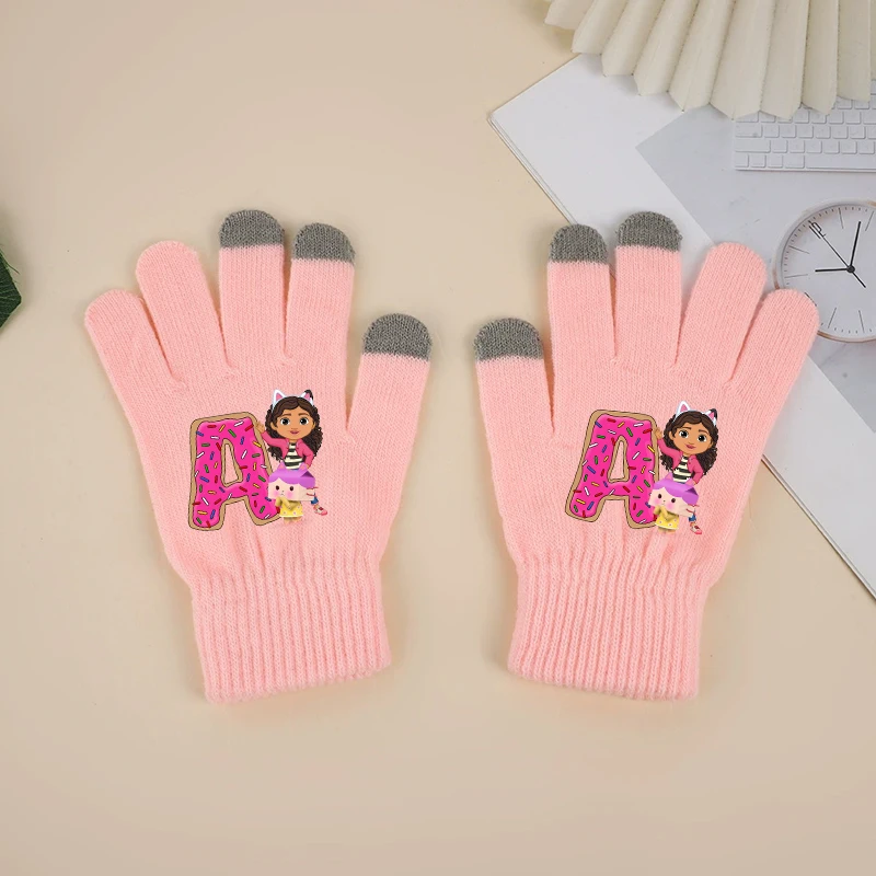

Gabby Dollhouses Cute Gloves New Girls Winter Warm Glove Kids Kawaii Letter A-Z Touchable Screen Mittens Children Birthday Gift