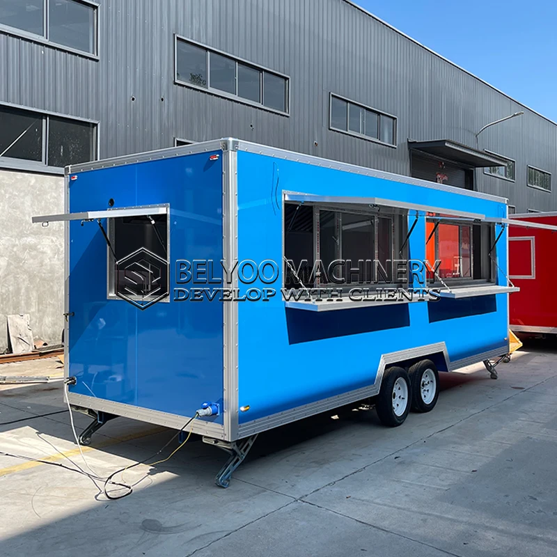 Belyoo Concession Food Trailer Stand Food Truck Fully Equipped Restaurant Street Mobile Fast Food Trailer Coffee Truck for Sale