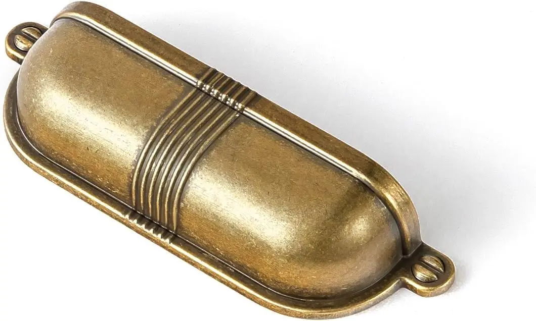 6 عبوات من الأكواب النحاسية العتيقة مقاس 3 بوصات مع تصميم حزام مزخرف، مقابض صندوق عتيقة أنيقة للمطبخ والأثاث