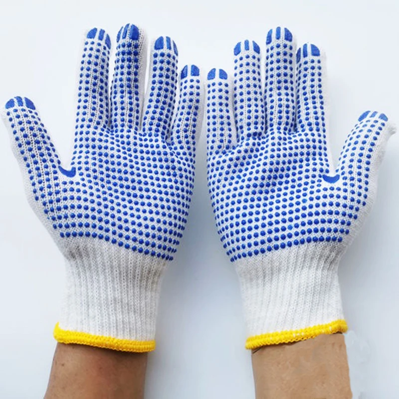 Plastic Yarn Gloves  Cotton Antiskid Point Bead Gloves Car Repair Gloves Outdoor Antiskid Point Glue Glove work gloves