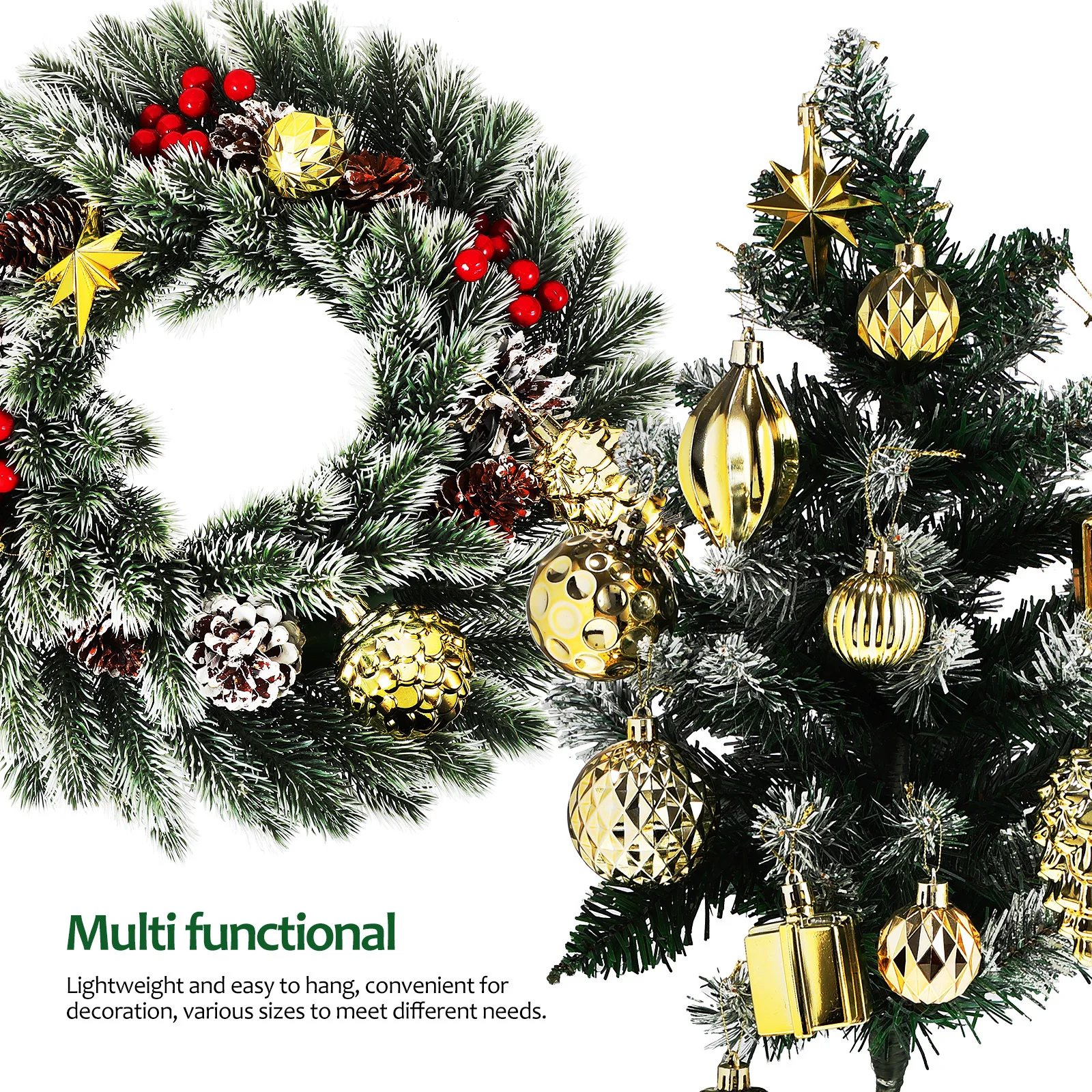 

12pcs Christmas Ball Decorations Golden Hanging Ornaments For Christmas Tree Xmas Decor Party Home Decoration Pendant