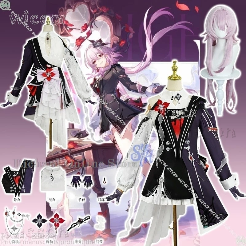 

Halloween Costume Anime Game Honkai：Star Rail Cosplay March 7th Evernight Costume Vampire Gothic Girl Jirai Carnival Outfit Adul