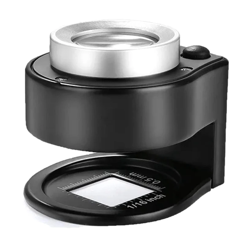 Double Layer Optical Magnifying Glass 60X Reading Loupe 395Nm With 6 LED For Coin Stamps Jewelry